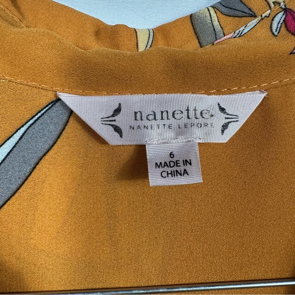 Nanette Lepore Mustard Floral Midi Dress Size 6 - Picture 5 of 7